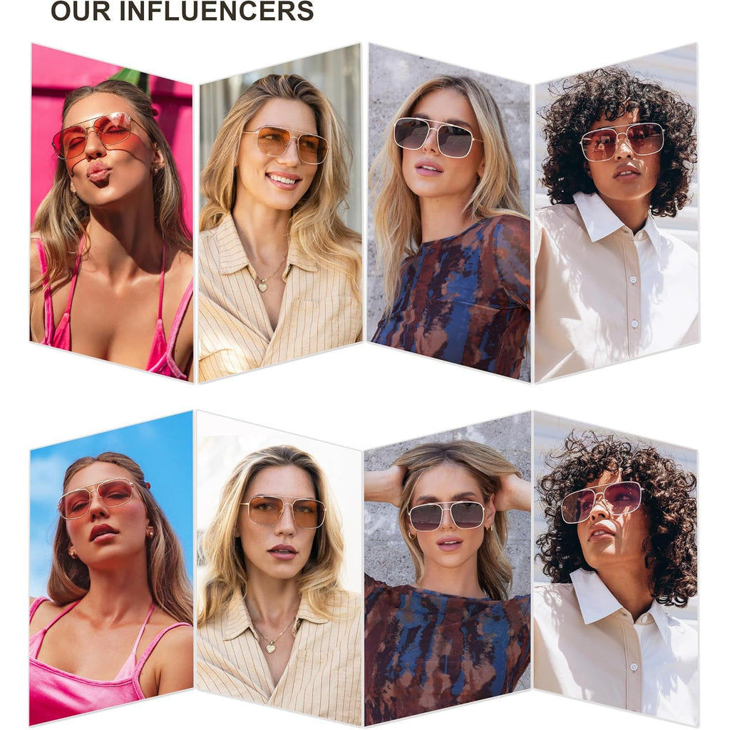 SOJOS Trendy Square Aviator Sunglasses for Women Men, Gold Frame Light Tint Gradient Shades SJ1176