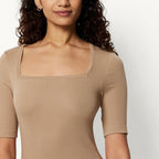 Amazon Essentials Women'S Slim-Fit Half Sleeve Square Neck T-Shirt