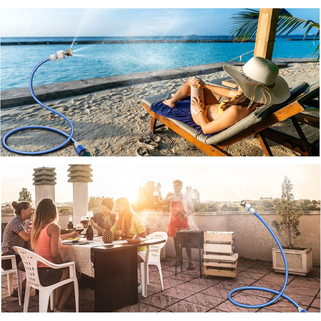 Upgraded Misters For Outside Patio, 3-Way Fine-Mist Leak-Proof Hose Mister Misting System, 6.6Ft Patio Mister For Cooling Outdoor, Cobra Mist Stand For Greenhouse Chicken Dog Pool Trampoline