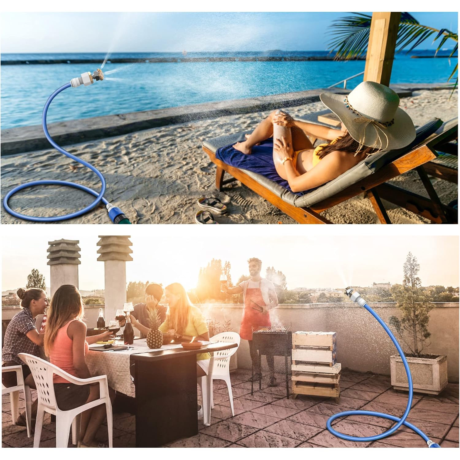 Upgraded Misters For Outside Patio, 3-Way Fine-Mist Leak-Proof Hose Mister Misting System, 6.6Ft Patio Mister For Cooling Outdoor, Cobra Mist Stand For Greenhouse Chicken Dog Pool Trampoline
