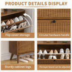 Fsbecl Shoe Storage Cabinet For Entryway With 4 Flip Drawers, Narrow Shoe Organizer With Fluted Panel, Freestanding Wood Hidden Shoe Cabinet