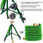 Hourleey Impact Sprinkler On Tripod Base, Heavy Duty Brass Sprinklers For Yard Lawn Garden, 0-360 Degree Large Area Coverage, 3/4 Inch Connector Extension Legs Flip Locks With Brass Sprinkler Head