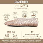 Cushionaire Siesta Modern Lattice Ballet Flats For Women, Comfortable Slip On Pointed Toe Womens Jelly Shoes