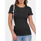 Women Short Sleeve Crewneck Ribbed Knit Slim Fitted Shirts Summer Tops Basic Tee Casual 2026 Spring Outfits Clothes