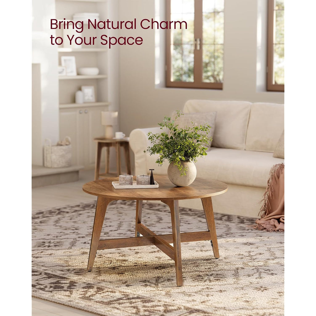 Vasagle Maezo Collection - Round Coffee Table, 31.5-Inch Center Table, Tapered Legs, Curved Transitions, Easy To Assemble, For Living Room, Honey Brown Ulct251Kb01S