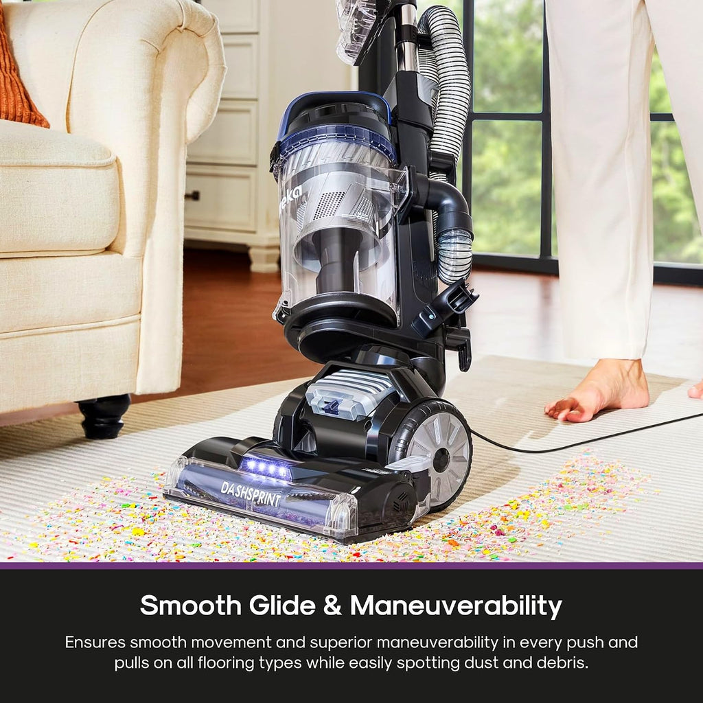Eureka Upright Vacuum Cleaner For Carpet And Hard Floor,Powerful Vacuum With Dual Cyclone Suction,Swivel Steering,Anti-Tangle,Large Dust Cup,Neu612Bl, Blue