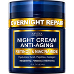 Night Cream For Women Anti Aging - Night Moisturizer For Face With Retinol, Peptides, Niacinamide - Anti-Wrinkle, Firming & Hydrating Skin Care - Fragrance-Free, Non Greasy Overnight Face Cream