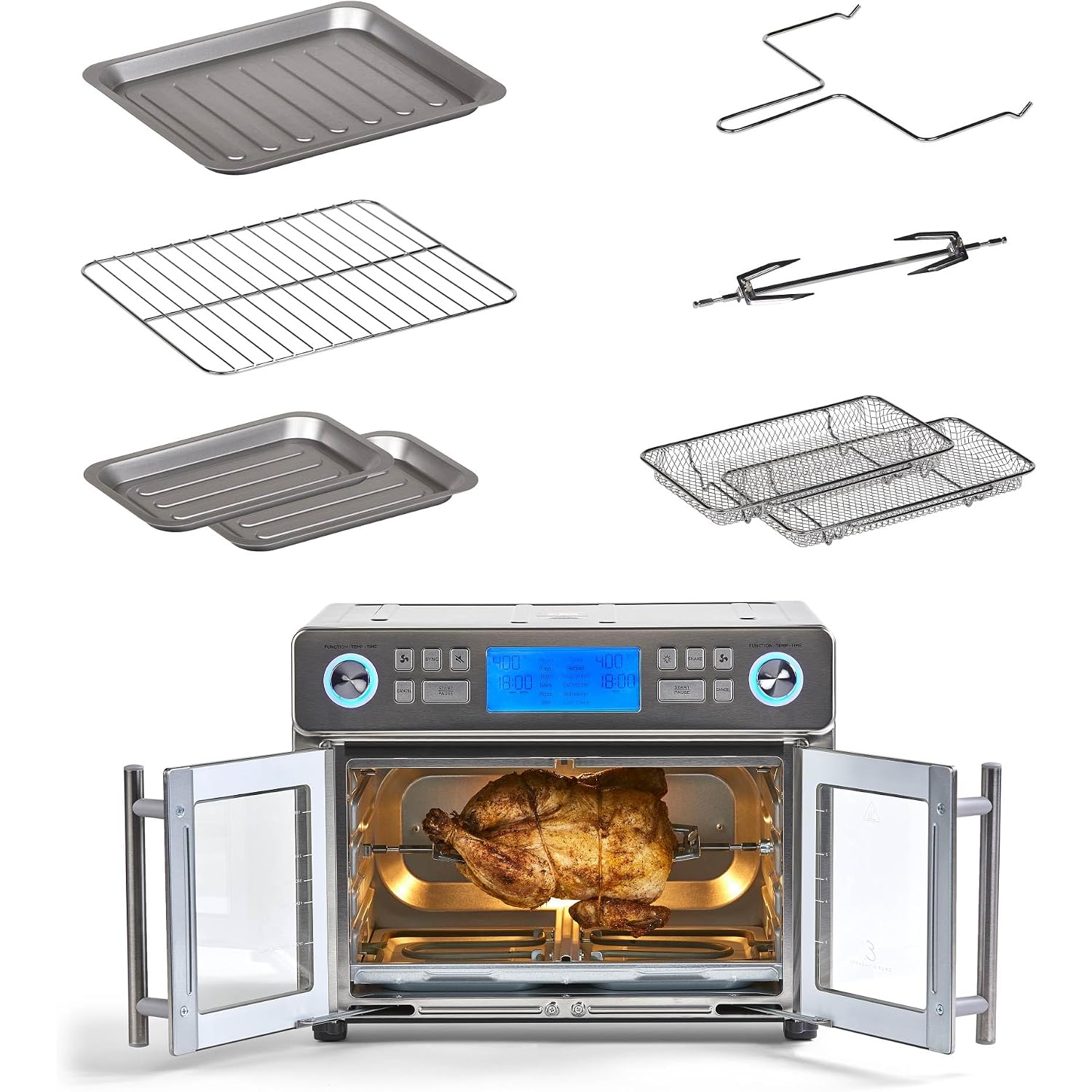 Emeril Lagasse Dual Zone 360 Air Fryer Oven Combo With French Door, 25 Qt Extra Large, Cook Two Foods In Different Ways, Up To 60% Faster From Frozen To Finish