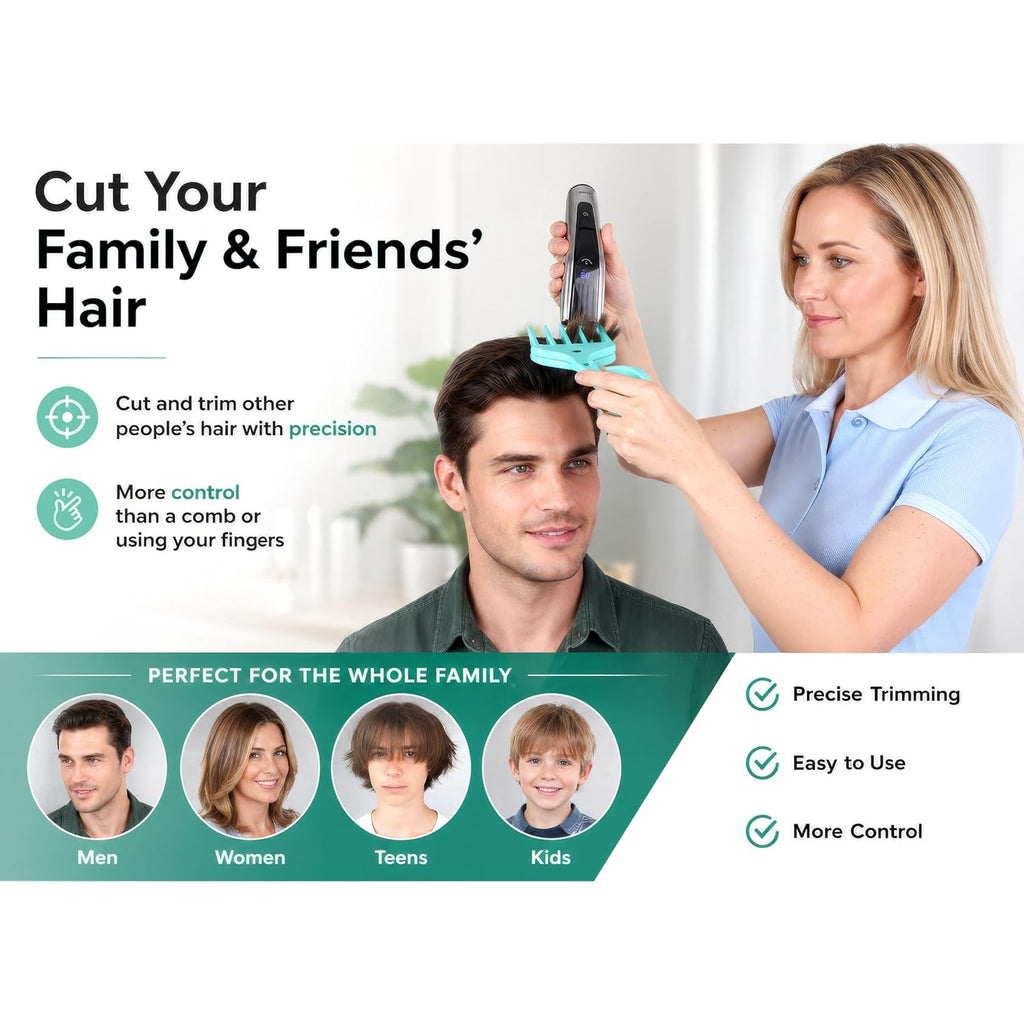 Cut Your Own And Other'S Hair At Home The Easy Way | Diy Haircut Tool For Everyone | Use With Your Hair Clippers For Clean, Even Trims Every Time With Grip And Trim.