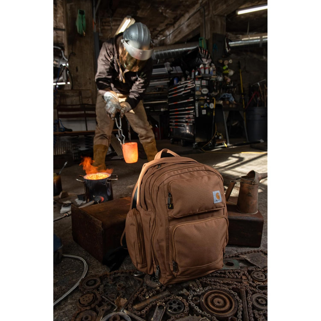 Carhartt 35L Triple-Compartment Backpack, Durable Pack With Laptop Sleeve And Duravax Abrasion Resistant Base, Black