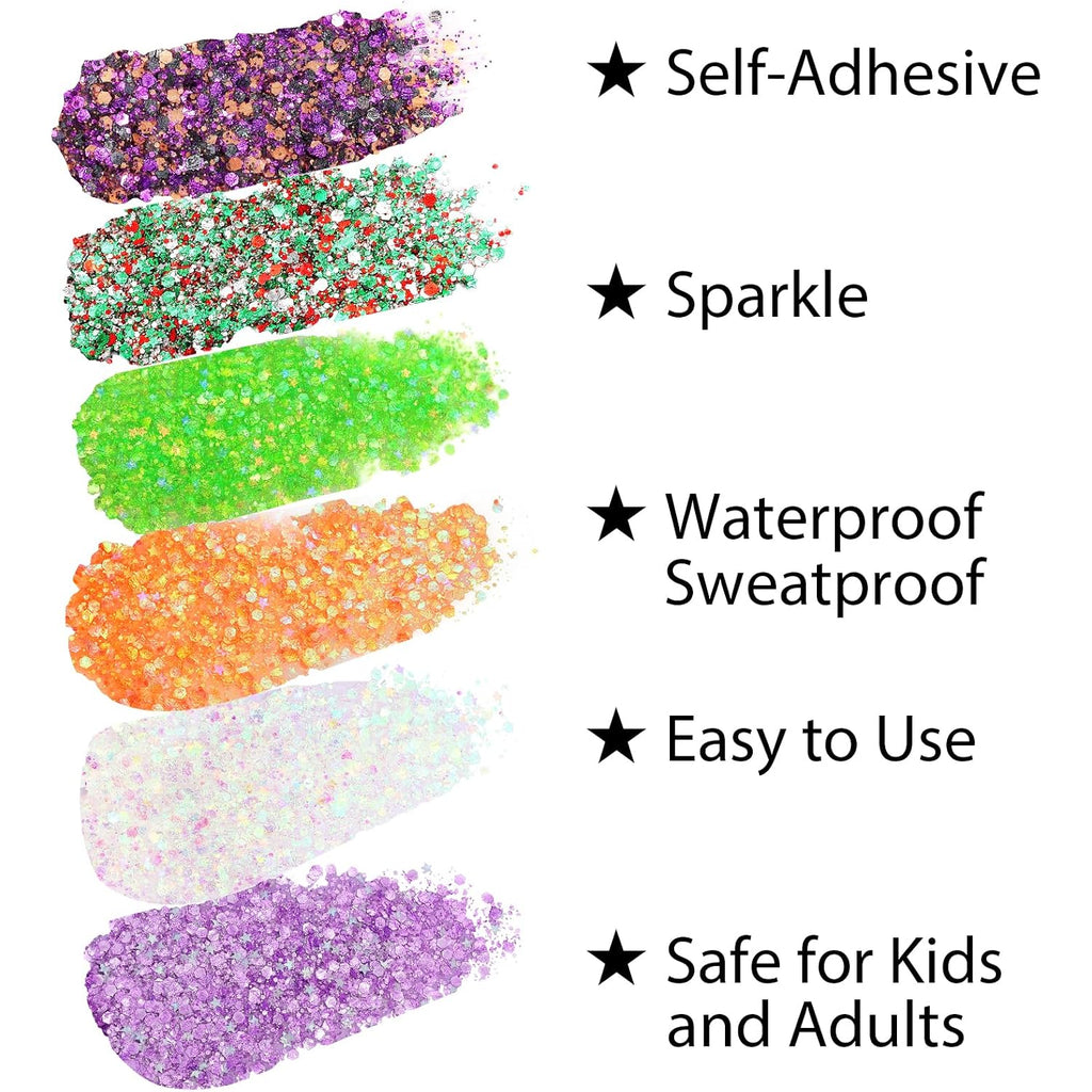 Iridescent White Body Glitter Stick, Face Hair Glitter Gel For Kids, Festival Rave Outfit Accessories For Women, Sparkling Mermaid Sequins Chunky Glitter Makeup, 0.56Oz