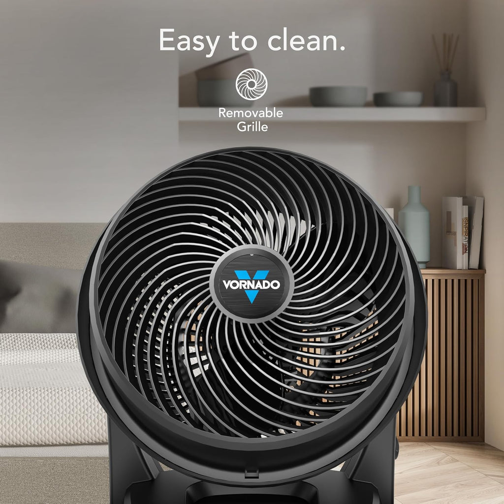 Vornado 630 Mid-Size Whole Room Air Circulator, 3-Speed, Floor Fan For Bedroom, Office, Home, Adjustable Tilt Head, 9 In, Quiet Cooling, Large Electric Fan, Black