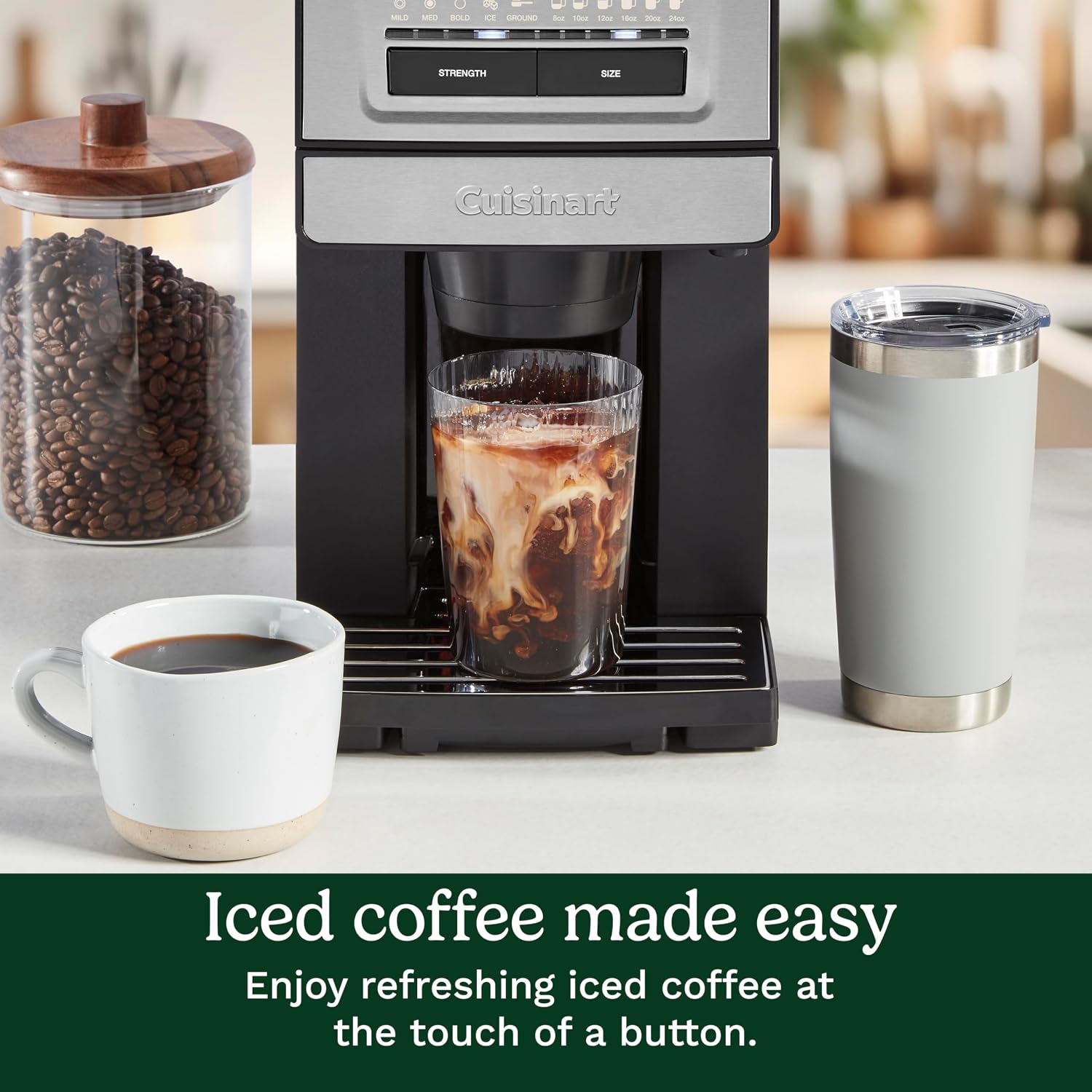 Cuisinart Coffee Maker, Grind And Brew Single Serve Coffee Maker, 6 Cup Sizes, Built-In Stainless Steel Burr Mill, Adjustable Strength, Grind Control And Over Ice Feature, Easy Cleaning, Dgb-30