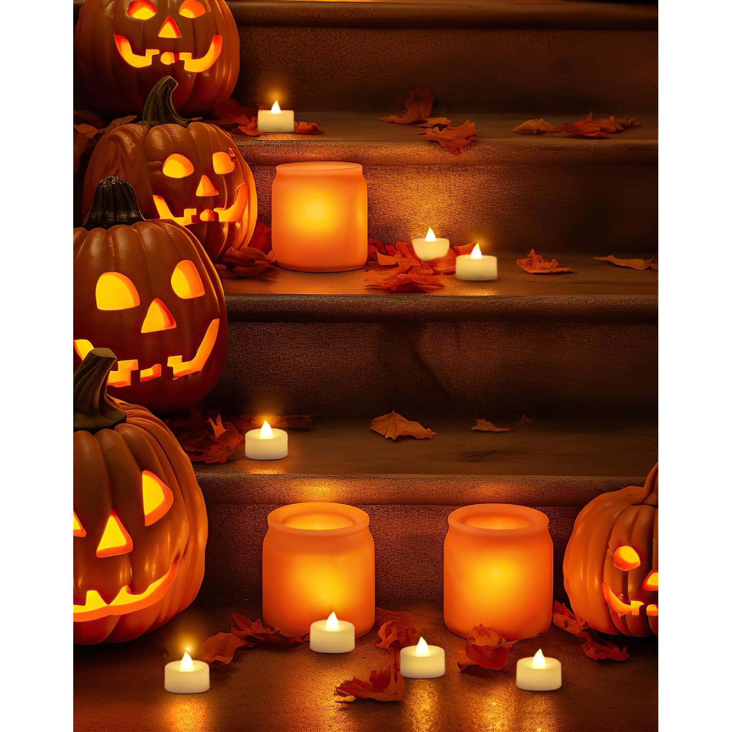 Homemory 24-Pack Flameless Led Tea Lights Candles Battery Operated, 200+Hour Fake Electric Candles Tealights For Votive, Halloween, Ofrenda, Diya, Wedding Centerpiece Table Decor, Funeral, Christmas