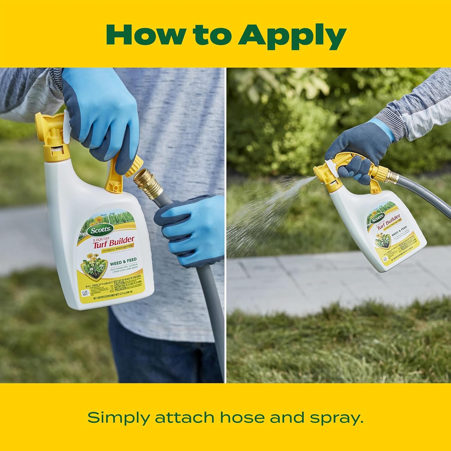 Scotts Liquid Turf Builder With Plus 2 Weed Control, 32 Fl. Oz. | Liquid Weed Killer And Grass Fertilizer, Hose-End Applicator