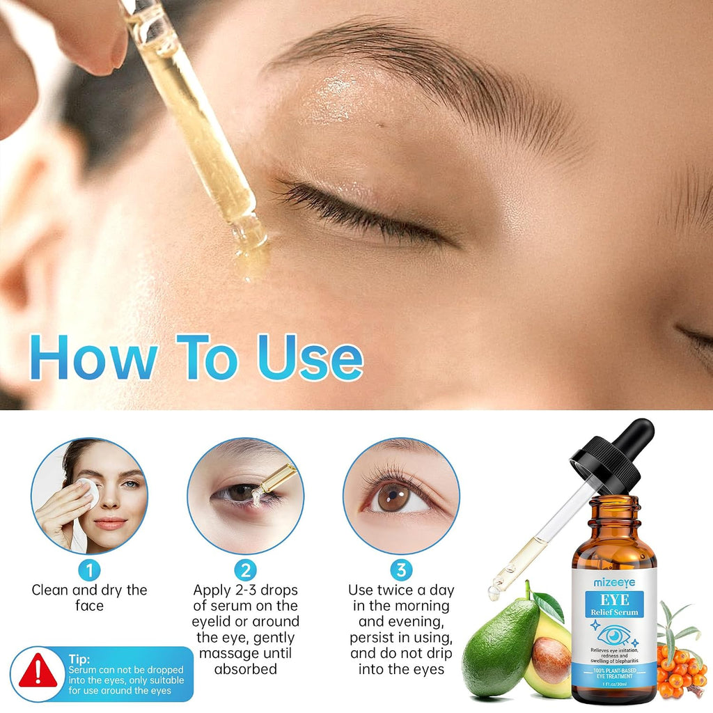 Eye Serum For Chalazion & Blepharitis, 30Ml Chalazion Remover For Eyelid, Blepharitis Eyelid Serum With Avocado Oil, Sea Buckthorn Oil & Caffeine, Relieve Puffiness And Eye Fatigue