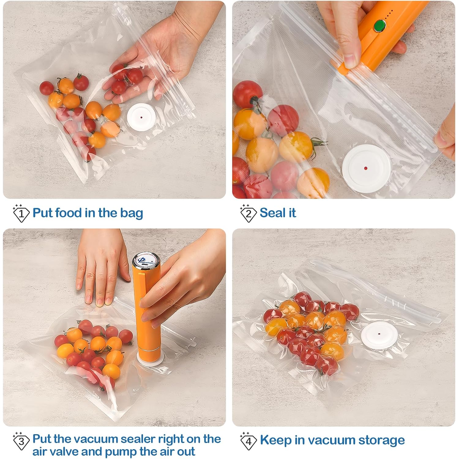 40Pcs Vacuum Sealer Bags For Food With Air Valve, Reusable Sous Vide Bags (20 Large+20 Small)