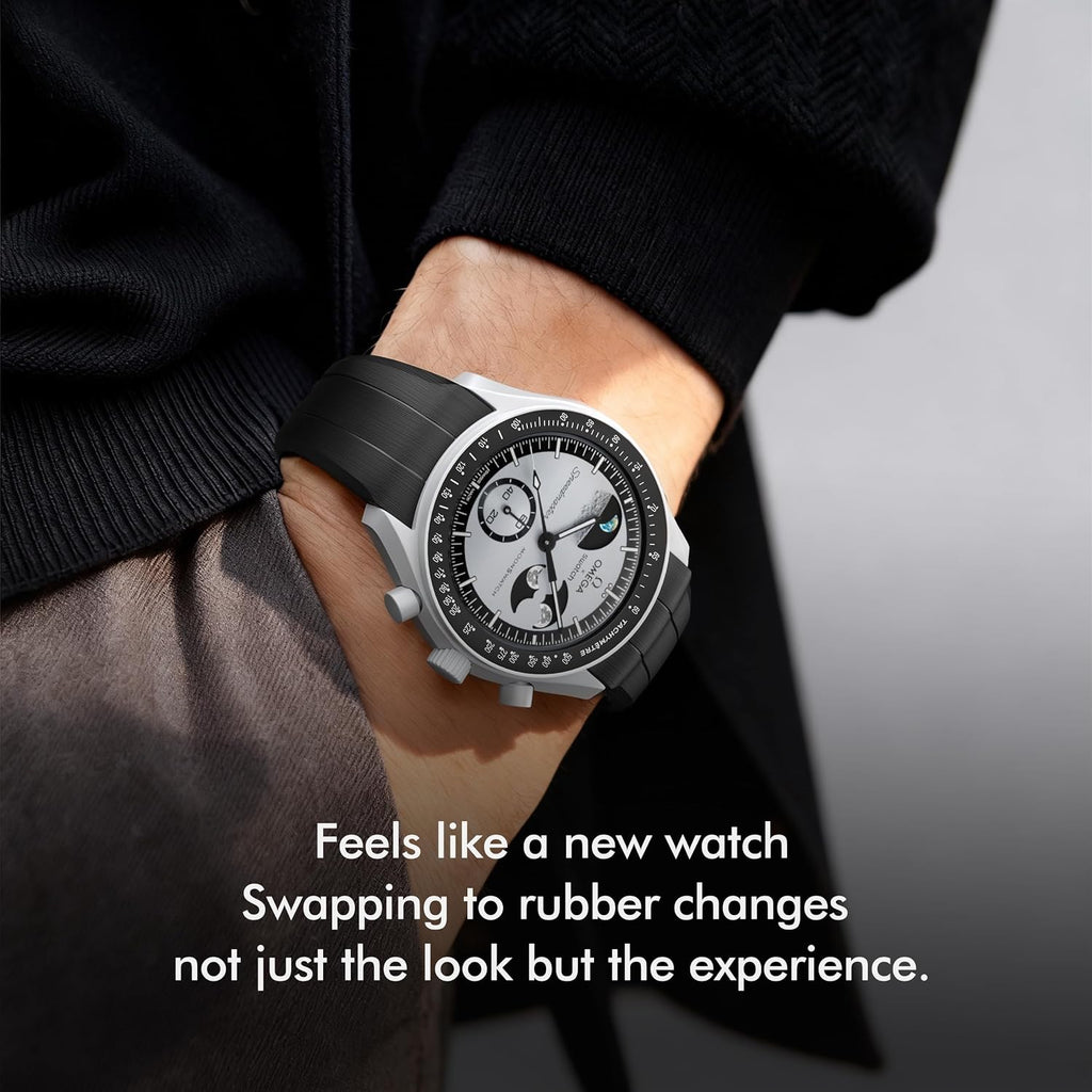 Strap For Omega X Swatch Moonswatch Watch 20Mm,Folding Buckle Lunar Soil Texture Band Compatible Omega Swatch Moonswatch Speedmaster,Curved No Gap Replacement Strap For Men Women