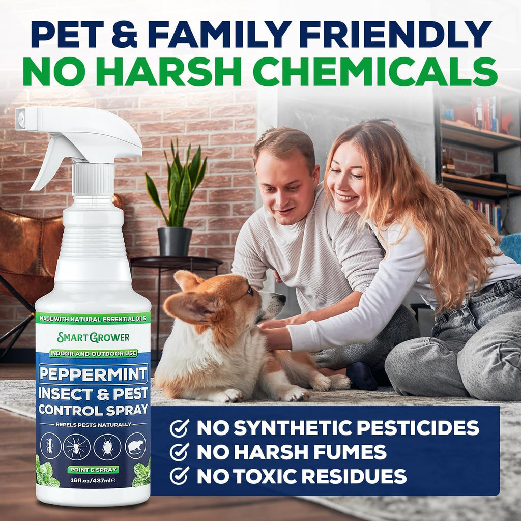 Peppermint Oil Pest Repellent Spray, All Natural, Ready-To-Use, 16 Fl Oz | Peppermint Oil Formula, Repels Mice, Spiders, Ants, Wasps, Bugs, Indoor & Outdoor Use, Smart Grower