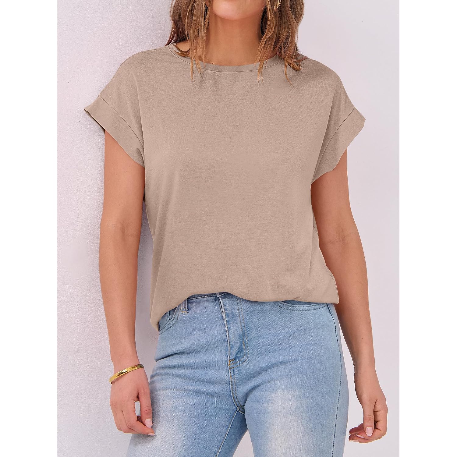ANRABESS Womens Tops Summer Cap Sleeve Basic Tee Shirts 2026 Trendy Loose Fit Casual Dressy Business Work Tshirts Clothes
