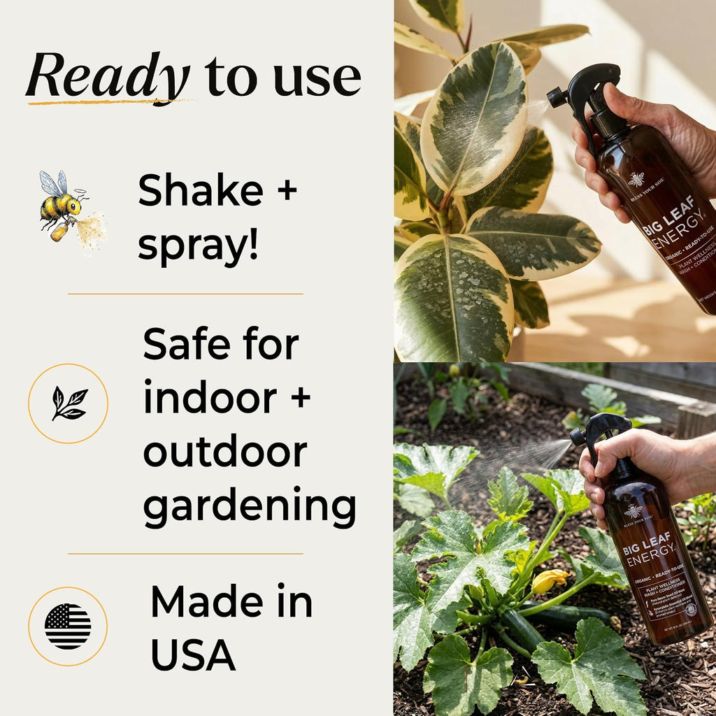 Big Leaf Energy Organic Neem Oil Spray For Plants, Indoor + Outdoor, 16Oz | Ready-To-Use Plant Wash With Essential Oils For Multi-Purpose, Advanced Protection. Made In Usa. Non-Synthetic, No Alcohols