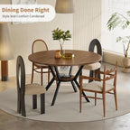 42" Round Dining Table For 4, Farmhouse Kitchen Table With Storage, Space Saving Circle Dinner Table, Rustic Wood Kitchen & Dining Room Tables With Metal Legs For Home, Apartment, Office, Restaurant