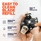 Freebird FlexSeries Official Blade Refill for Men, 5-Blade Stainless Steel Replacement Head, ScalpSafe Hypoallergenic Design, Nickel Free, Fits Freebird FlexSeries Men's Cordless Electric Head Shaver