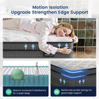 Ruoyson Full Mattress, 10 Inch Firm Hybrid Full Size Mattress In A Box, Strong Edge Support, Motion Isolation, With 7-Zones Pocket Springs, Fiberglass-Free, Pressure Relief, Certipur-Us