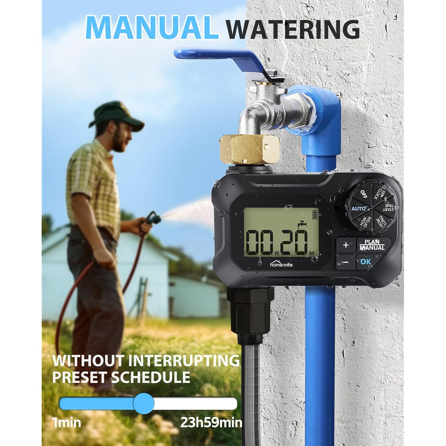 Automatic Misting Cooling System With Timer, 46Ft Misting Line | 10 Brass Nozzles, 3/4" Brass Adapter, For Patio Misting, Grenhouse Watering & Chicken Coop Cooling