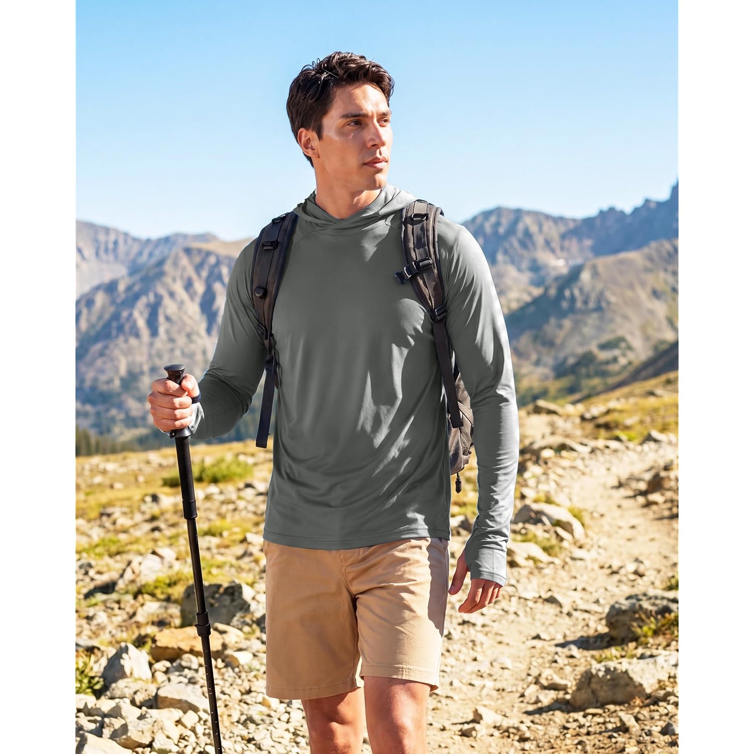 Boladeci Men'S Upf 50+ Sun Protection Hoodie Shirts Lightweight Long Sleeve Rash Guard Fishing Swim Shirts