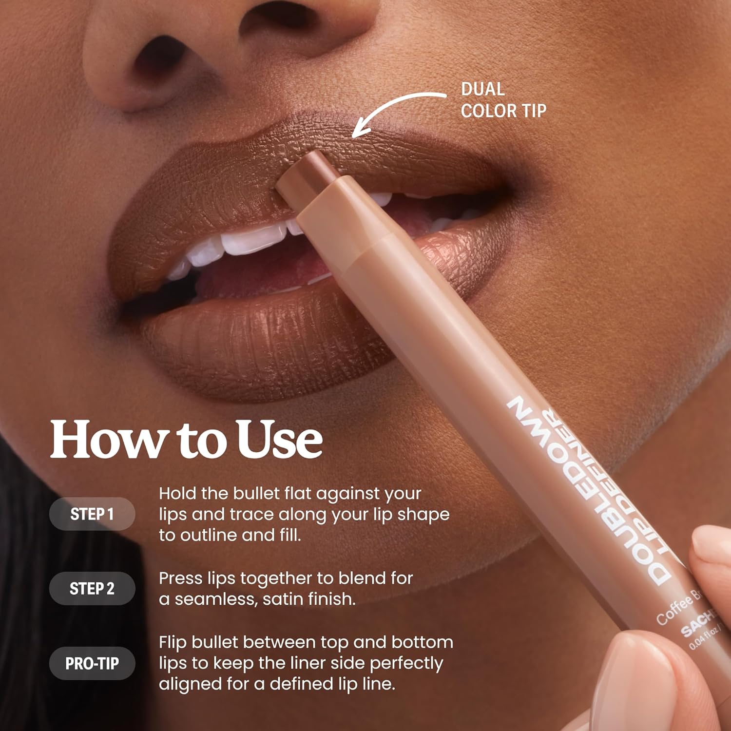 Sacheu DoubleDown Lip Definer — 2-in-1 Lip Liner & Balm — Long-Lasting Korean Make Up Lipstick with Satin Finish, Avocado Oil & Vitamin E (Keep it Pink)