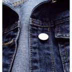 Women'S Basic Long Sleeve Button Down Distressed Denim Jackets Jean Jacket Coat