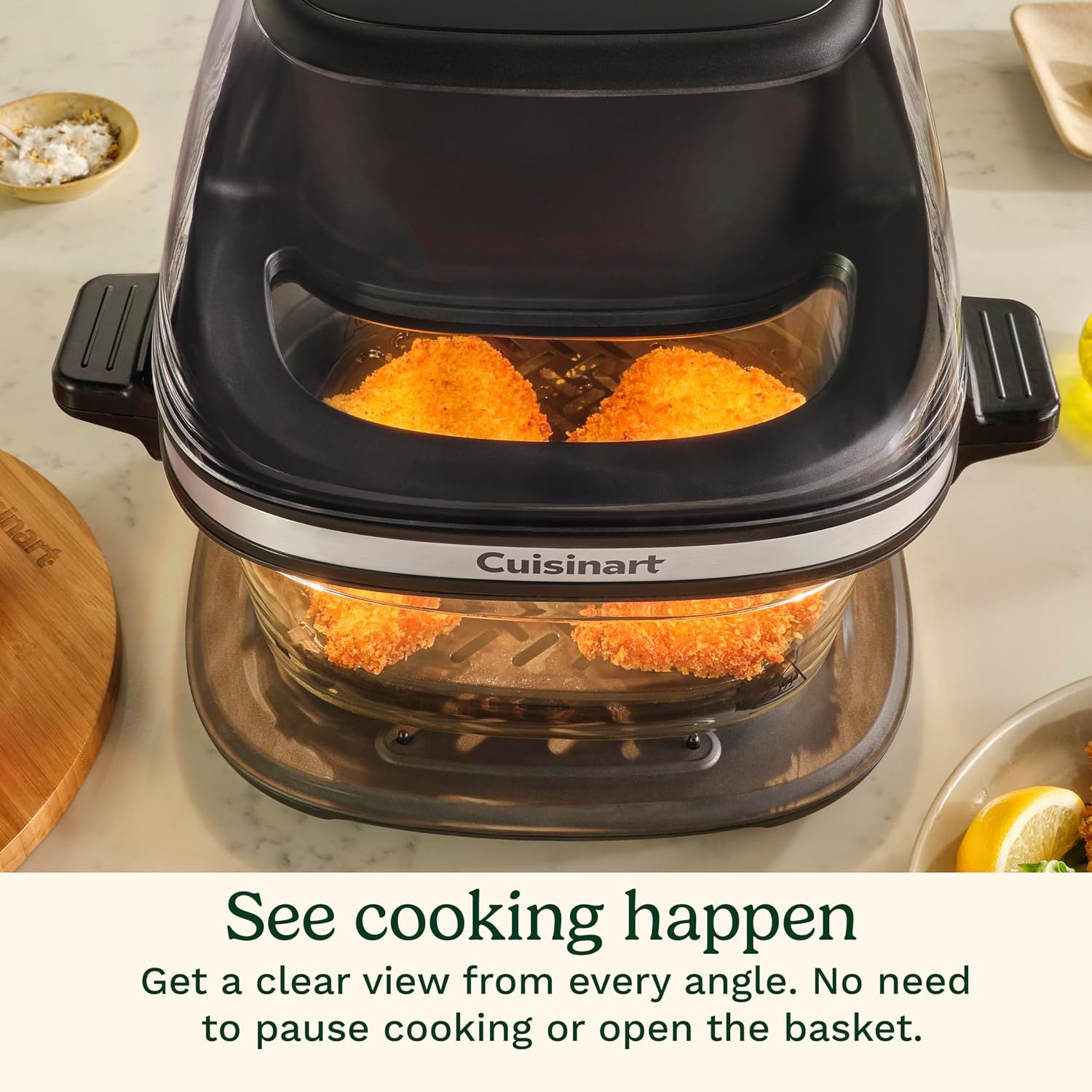 Cuisinart Clearview 4-Quart Air Fryer With Glass Basket And Pfas-Free Ceramic Nonstick Crisper Plate, 5 Cooking Functions, 2 Custom Presets, Adjustable Temperature Up To 450°F, 3-Year Warranty, Afc-4
