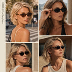 Retro Oval Sunglasses For Women 90S Vintage Y2K Trendy Narrow Shades, Uv Protection Designer Sun Glasses