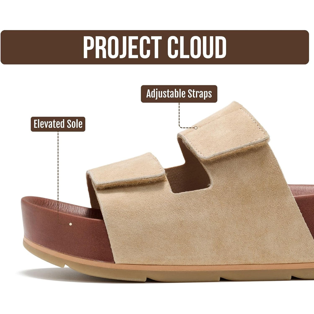 Project Cloud 100% Genuine Leather Platform Sandals Women Footwear-Beach Essentials Summer Wedges With Plush And Soft Insole-Non Slip & Lightweight Wedge Sandals For Women 2026