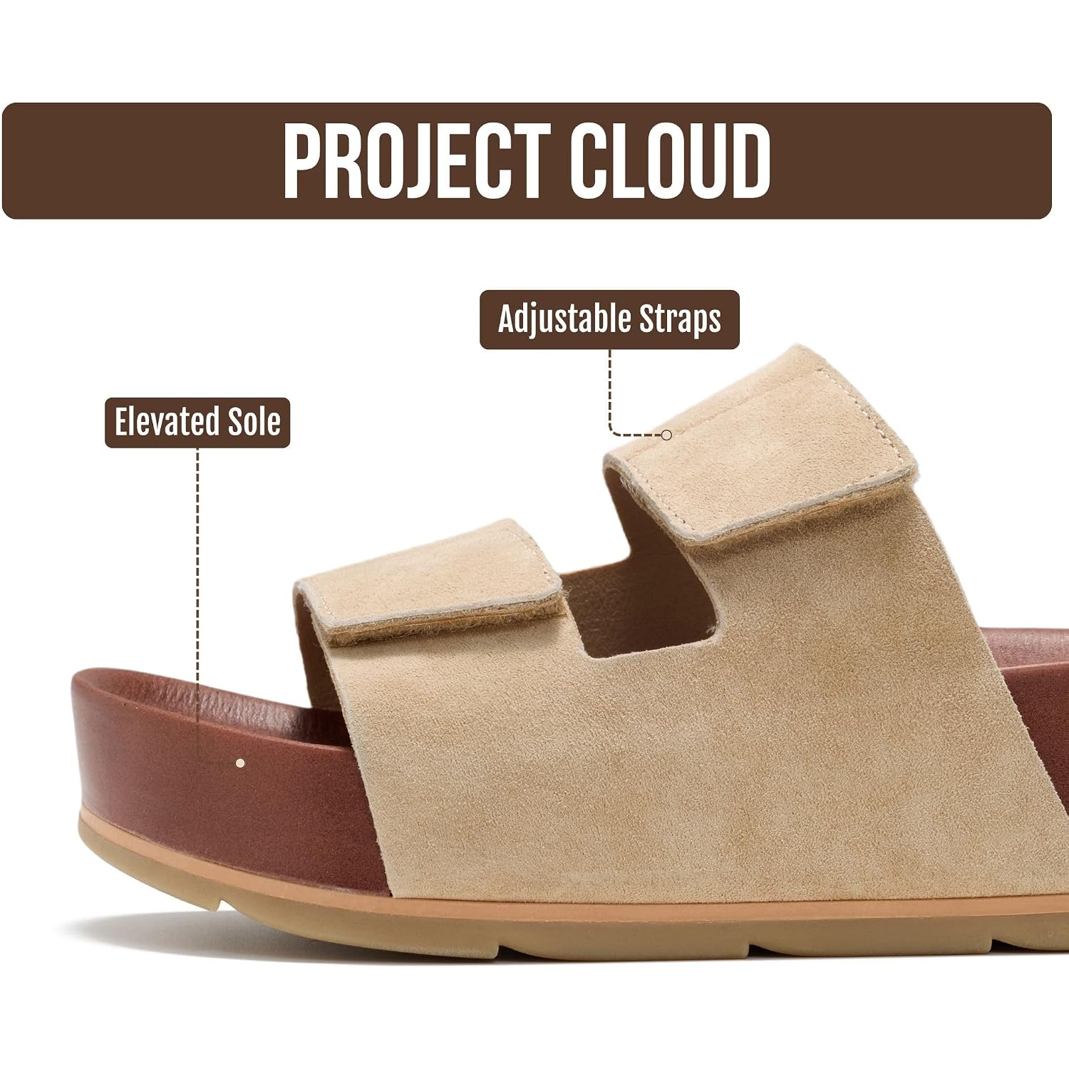 Project Cloud 100% Genuine Leather Platform Sandals Women Footwear-Beach Essentials Summer Wedges With Plush And Soft Insole-Non Slip & Lightweight Wedge Sandals For Women 2026
