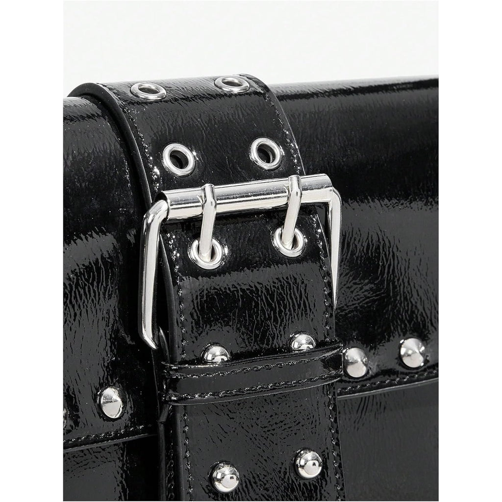 Verdusa Women's Y2K Purse Trendy Goth Studded Punk Leather Shoulder Bag 2000s Purse