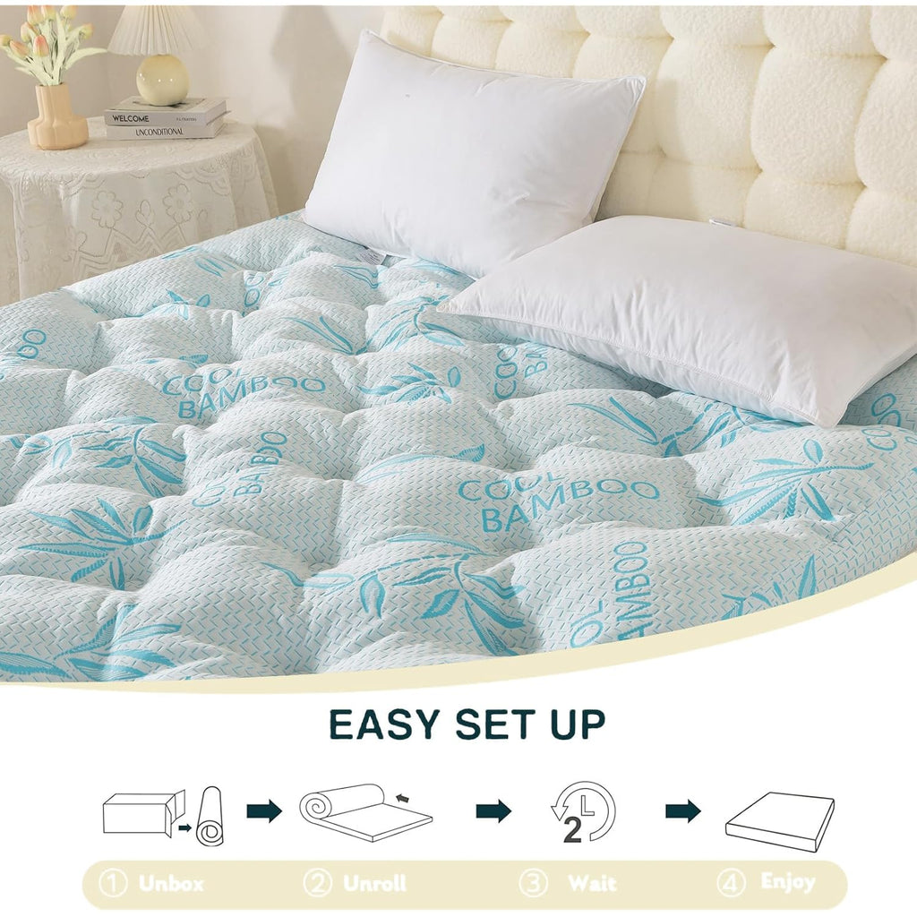 Shouren 5 Inch Mattress Topper Full Size, 2100 Gsm Pillow Top