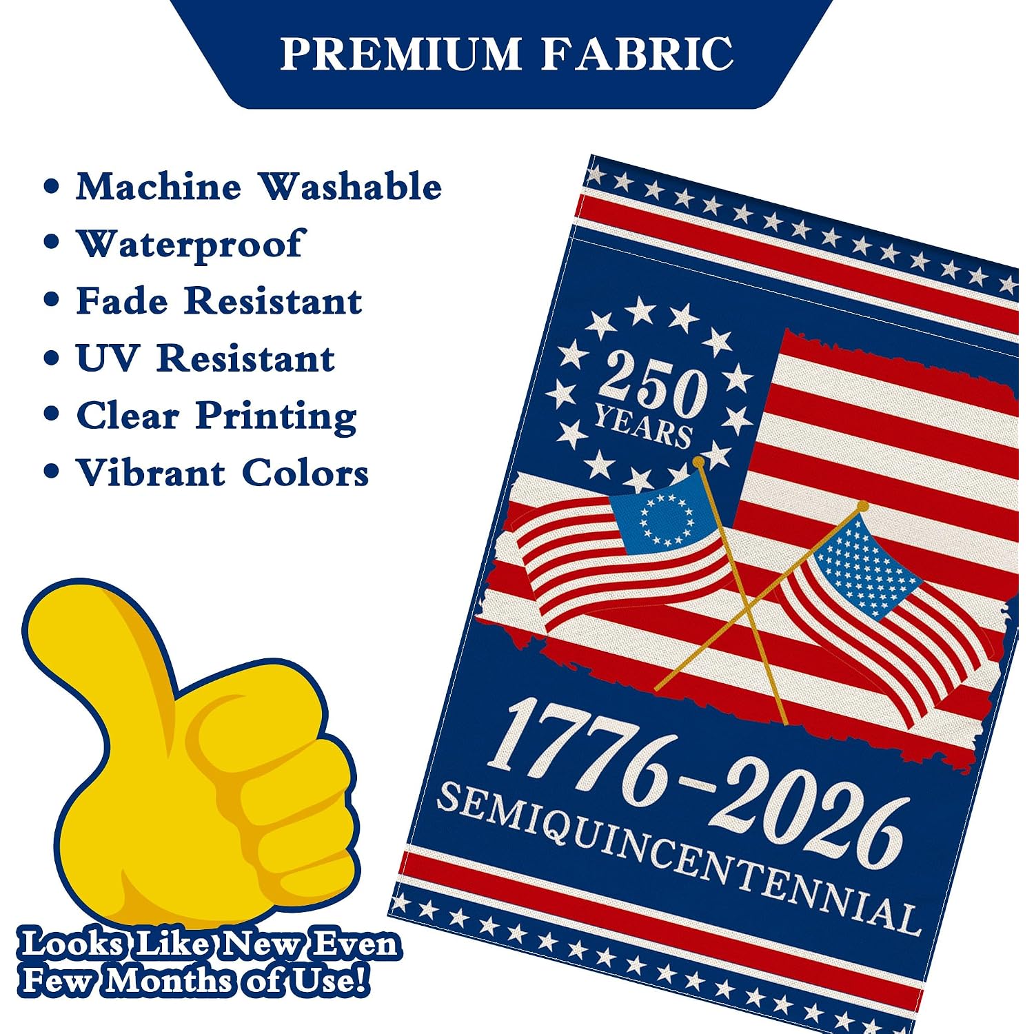 250Th Anniversary America Garden Flag, 250 Anniversary Usa Flag 1776-2026 Commemorative Patriotic 250 Years Banner 4Th Of July Yard Sign Double-Sided Waterproof Garden Flag 12X18 Inch
