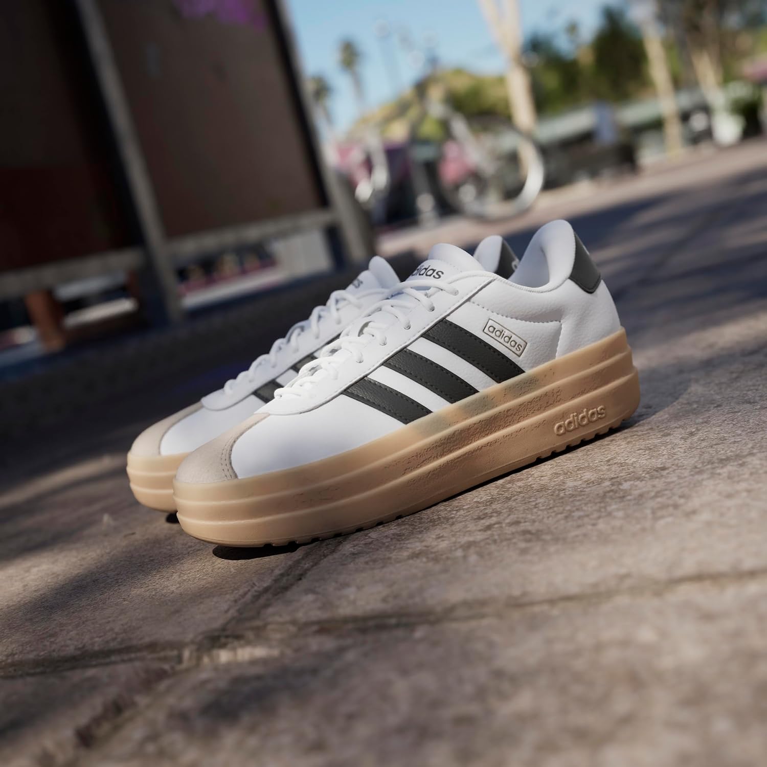 Adidas Womens Vl Court Bold Lace Up Sneakers Shoes Casual - Pink