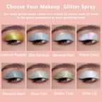 Boko Body Glitter Spray, Holographic Silver Glitter Spray for Body Face Hair Nail Clothes, Hair Glitter Body Shimmer Powder for Highlighter Makeup Festival Party Concert Rave Accessories