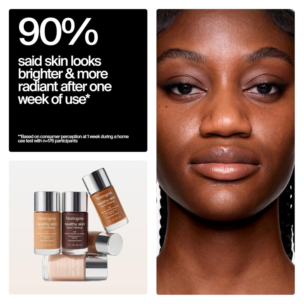 Neutrogena Healthy Skin Liquid Foundation Makeup With Broad Spectrum Spf 20 Sunscreen, Lightweight, Medium Coverage Makeup With Sunscreen And Pro-Vitamin B5, Classic Ivory 160C, 1 Fl. Oz