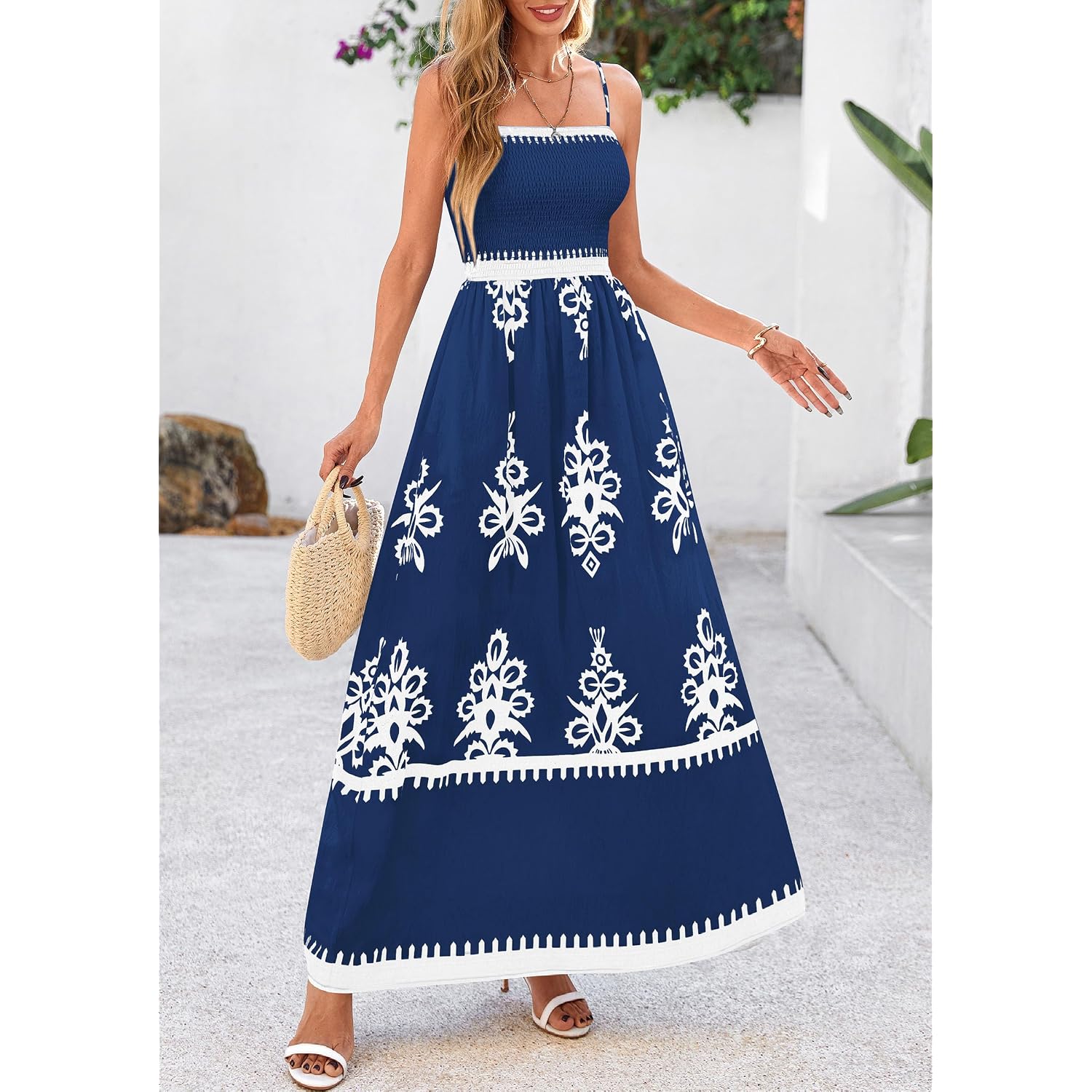 Prettygarden Summer Dress For Women 2026 Floral Sundress Spaghetti Strap Flowy Beach Vacation Boho Maxi Dresses