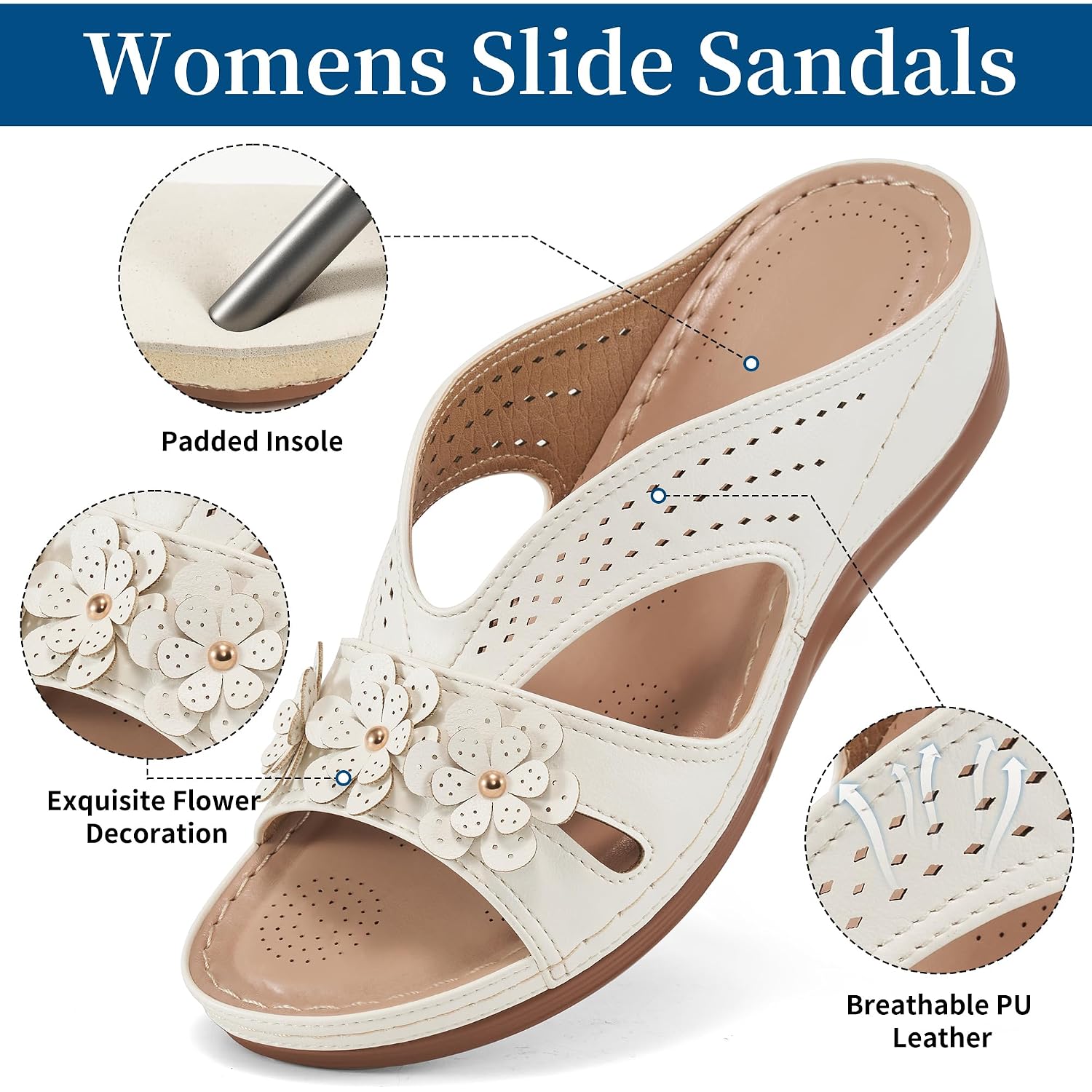 Ecetana Sandals For Women Wedge Shoes: Slip On Dressy Summer Comfortable Slides Sandals 2026 Casual Memory Foam Platform Shoes