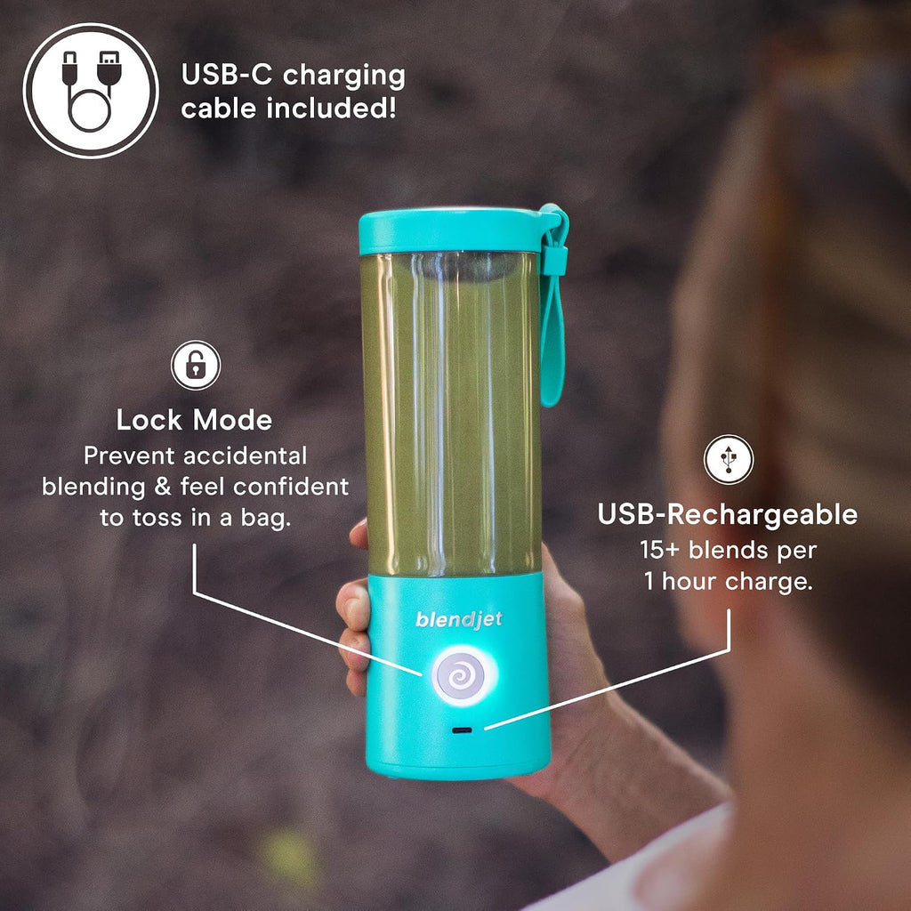 Blendjet 2 Portable Blender For Smoothies & Shakes - Blendjet Cordless Personal & Small Blender, Usb-C Rechargeable & Self Cleaning - (Mint, 16 Oz.)