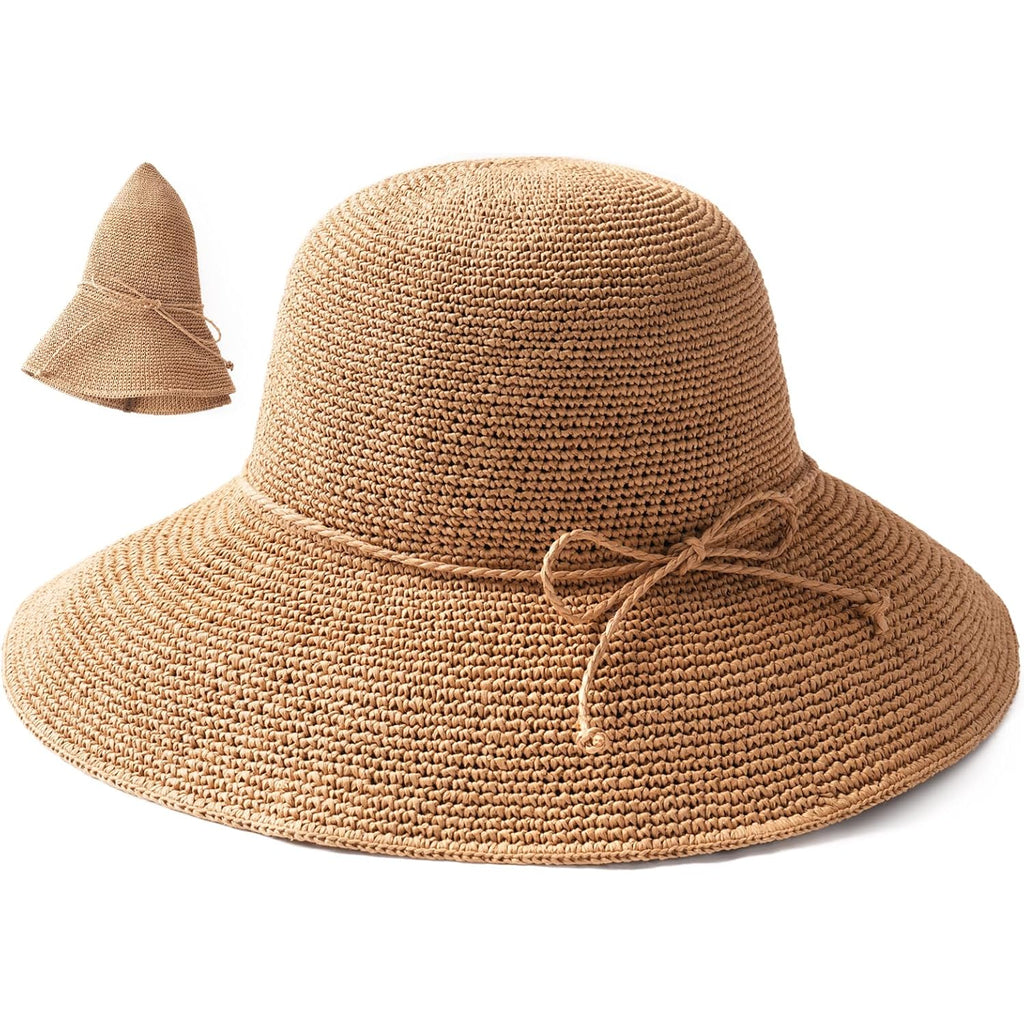 FURTALK Beach Sun Hat for Women Foldable Packable Handmade Straw Hats Sun Protection Floppy Travel Essentials