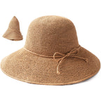 FURTALK Beach Sun Hat for Women Foldable Packable Handmade Straw Hats Sun Protection Floppy Travel Essentials