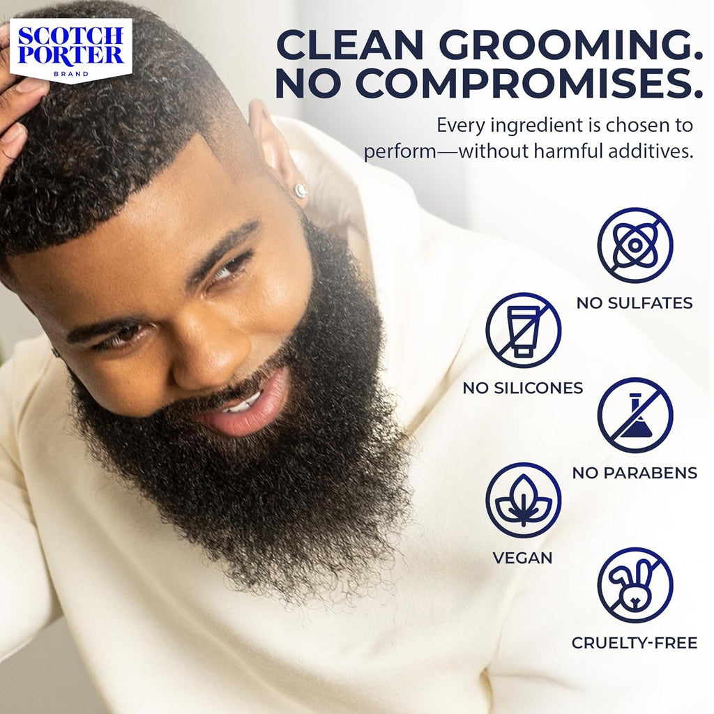 Scotch Porter Restorative Leave-In Beard Conditioner – Deep Conditioning Softener with Lightweight Feel, Reduces Frizz & Provides Long-lasting Hydration & Shine to Dull, Dry, Coarse Beards – 4 oz.