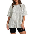 TERIVEEK Camo Shirt Women Mens Oversized Camouflage Print Graphic Tees Maple Leaf Short Sleeve Crewneck T Shirt Streetwear 03# Grey White