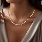 Gold Chain for Women & Men,14K Gold Necklace for Women &Men Flat Snake Chains Womens Herringbone Choker Chains Necklaces 4MM 18in/20in/22in/24inchs